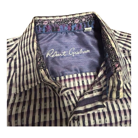 Robert Graham Shirt Medium Flip Sleeve EUC Purple, Lilac - Picture 7 of 10